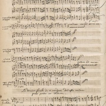 Début autographe de la partition du Te Deum de Charpentier